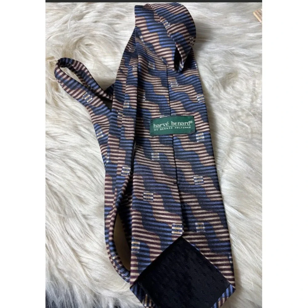 Harve Benard Silk Tie Men's Multicolor Geometric Vintage 90s Classic‎ Luxury